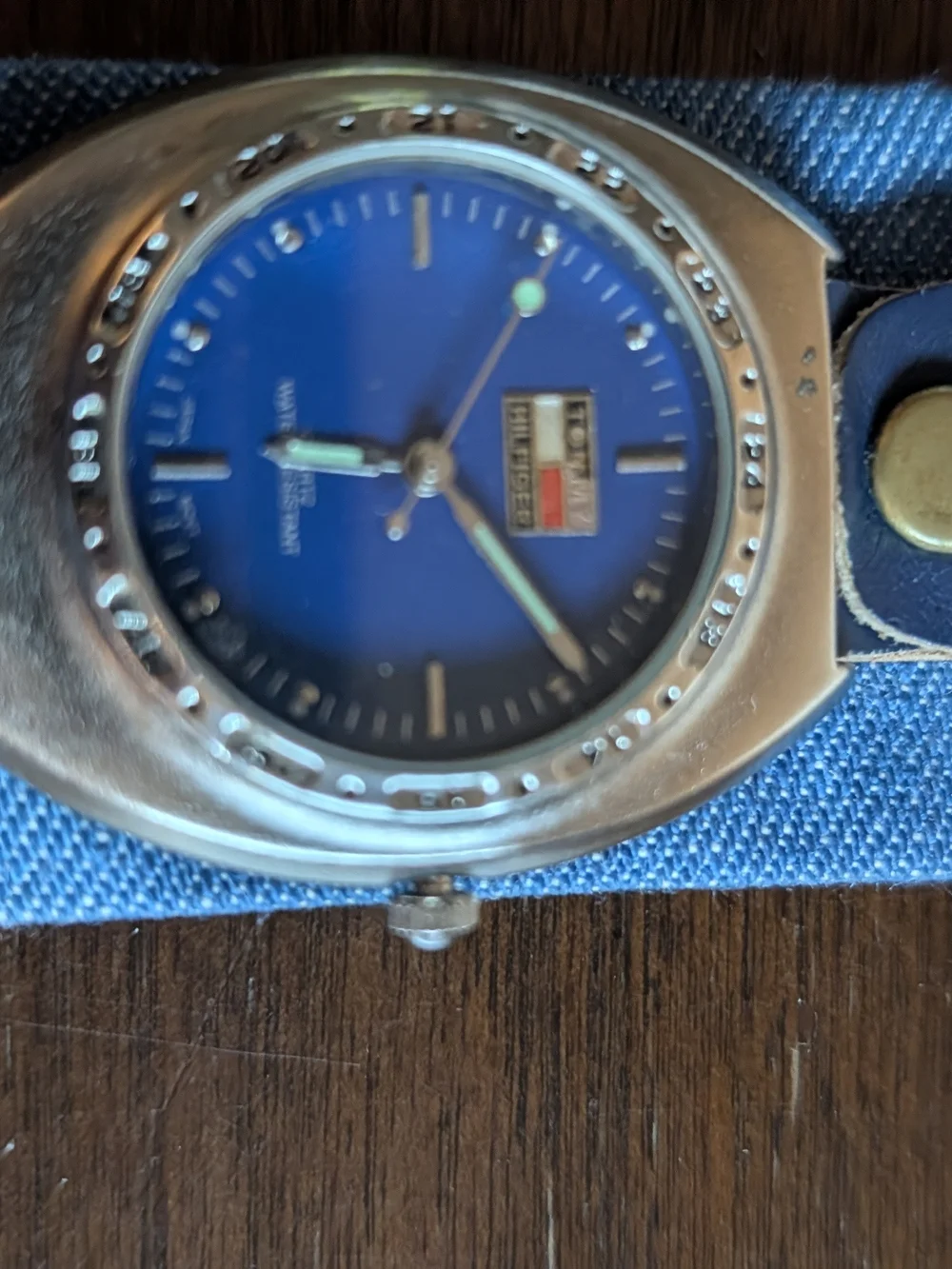 Tommy Hilfiger Blue Dial Watch with Blue Leather Strap